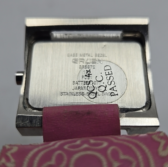 Womens Gruen Silver Quartz Watch Pink Relic Floral Mandela Band New Battery - Picture 10 of 10